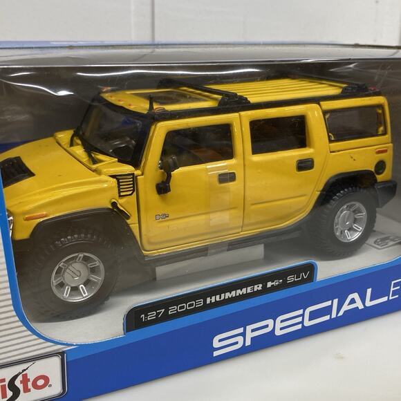 Maisto 2003 Hummer H2 SUV Yellow 1/27 Diecast Model Special Edition - Picture 4 of 10